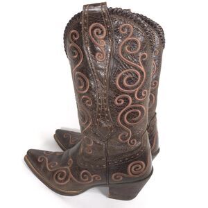 ARIAT Leather Upper Western Boots 9B Brown Embroidered Snip Toe Women's 10006755